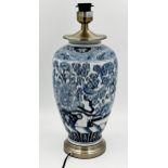 Nordic Style blue and white porcelain lamp with chinoiserie decoration, 52cm high