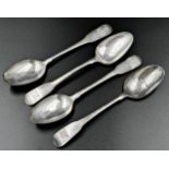 Four Irish William IV silver fiddle pattern tea spoons, John Power, Dublin 1835, each with