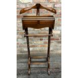 Mahogany gentleman's dress stand, with coat hanger, cloth rail and two drawers on barley twist