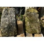 Pair of natural stone staddle stone bases, Height 47cm x Width 29cm x Depth 28cm