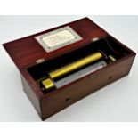 Good quality mahogany cased music box by Valogne, playing four airs, 35cm long, with key
