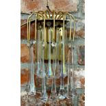 Good pair of Murano glass drop brass wall lights, 26cm high (2)