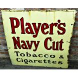 Advertising - 'Player's Navy Cut, Tobacco & Cigarettes', large inscribed enamel sign red text on