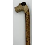 Probably by Swaine & Adeney - Good quality hand carved walking stick with fox terrier knop, glass