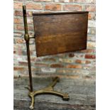 Victorian gilt cast iron and oak adjustable reading table, 108cm high x 86cm wide