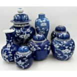 19th century Chinese blue and white porcelain baluster vase, prunus decoration, four character