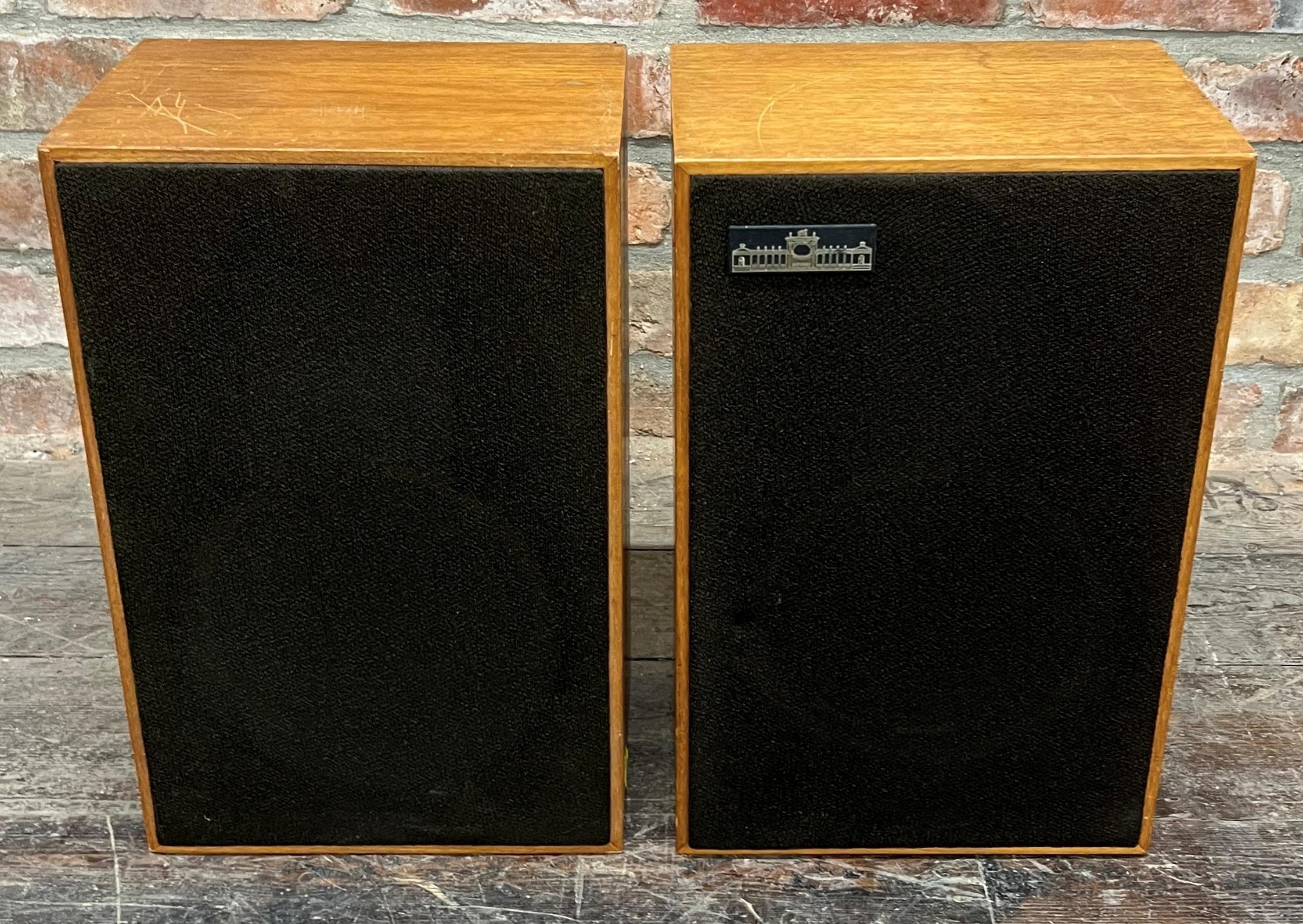 Pair of vintage teak cased speakers by Marsden Hall International model XL15