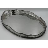 Good large silver plated twin handled gallery tray 39 x 62cm