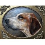 John Emms (1844-1912) - bust portrait of a foxhound, unsigned, oil on board, 19.5 x 24cm, oval