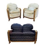 Harry and Lou Epstein - art deco three piece lounge suite comprising two seat sofa and pair of