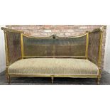 Impressive Louis XVI cane panelled day bed with rococo scrolled gilt frame with acanthus and