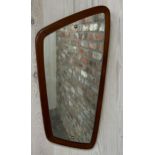 1960s teak framed wall mirror, 67 x 33cm