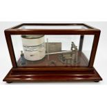 C Baker of London mahogany cased barograph, 20cm high x 36cm wide