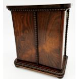 Good Regency beaded rosewood jewellery box, with hinged lid and doors enclosing a fitted interior,
