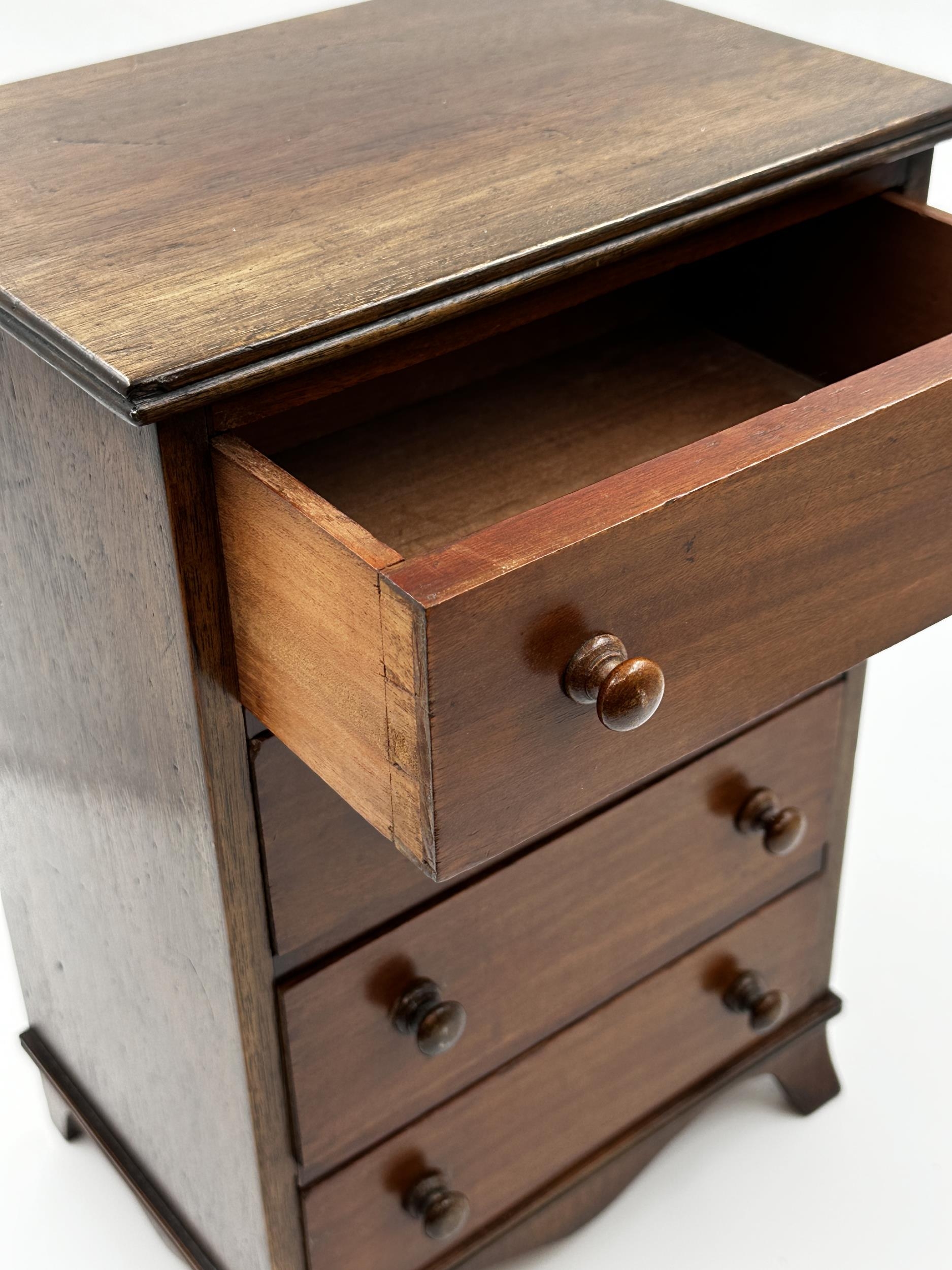 Late Victorian mahogany apprentice chest of four drawers, on splayed feet, 39cm high x 26cm wide - Image 2 of 2