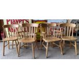 Set of eight traditional kitchen Windsor chairs to include two carvers