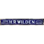 Advertising - 'H.R. Wilden, Trade Supplied, Wholesale Tobacconist', twin enamel sign, white text