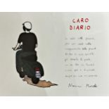 Film Poster - Caro Diario by Nanni Moretti, with a man on a Vespa, 59 x 79cm, framed