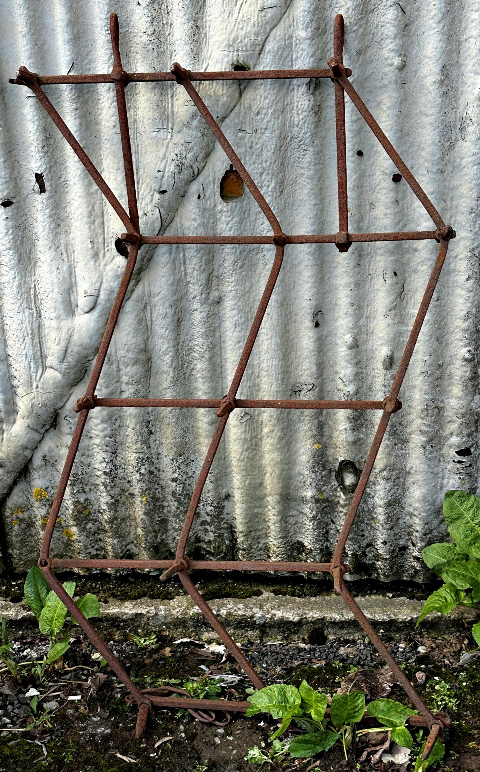 Antique iron harrow, 130 x 80cm