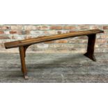 19th century French provincial fruitwood bench, with open joints, 50cm high x 156cm long