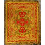 Pair of Casa Pupo single bedspreads, red and gold scrolled floral decorations, each 210 x 155cm (2)