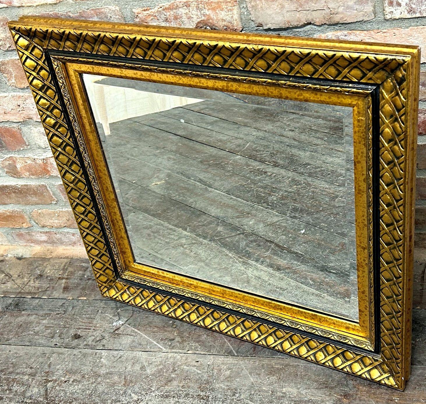 Brights of Nettlebed giltwood wall mirror, bevelled glass and diaper pattern frame, 74 x 81cm