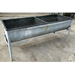 Good large galvanised twin trough or feeder, 189cm long