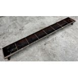 Good long antique iron trough or feeder, 245cm long