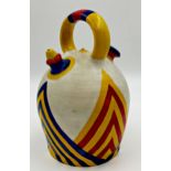 Mid-century Inca style hand painted wine pot with indistinct makers stamp to the handle, 31cm high