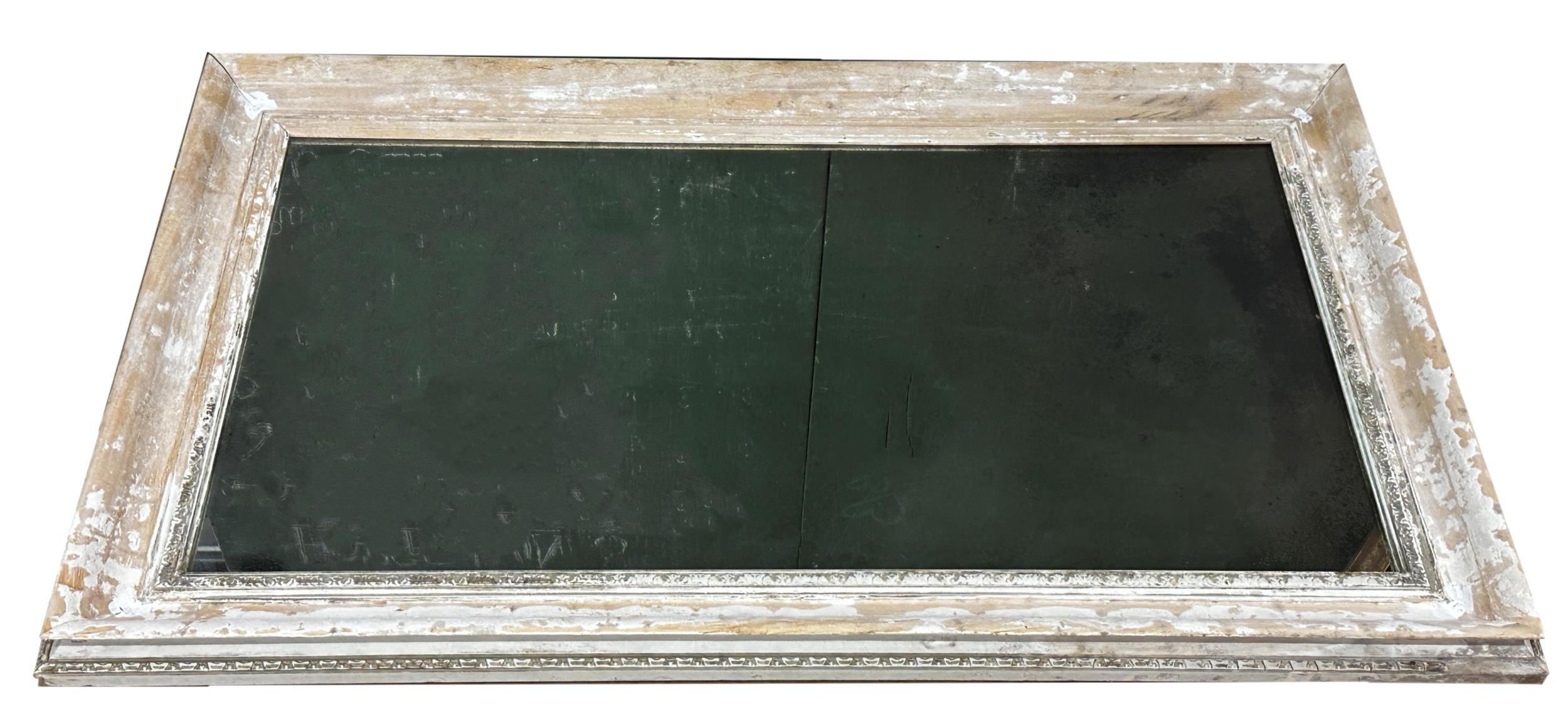 Antique French wall mirror, with distressed painted frame and pitted glass, 107 x 67cm