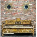 19th century continental probably Gustavian bench, with original painted decoration and hinged seat,