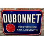 Advertising - 'Dubonenet' enamel sign in blue and red with crest of a cat, Ancre Brux, 47 x 72cm