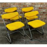 Set of four Ernest Race for Race Furniture chrome frame dining chairs with hinged seats, yellow