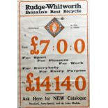 Advertising - 'Rudge-Whitworth, Britain's Best Bicycle', poster, 76 x 51cm