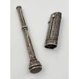 Early 20th century silver pencil, with bloodstone knop, maker Francis Webb, 8.5cm long with an