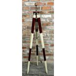 Vintage Industrial painting theodolite tripod floor lamps, by AM, 148cm high in total