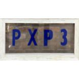 Unusual Industrial framed Perspex lettering 'PXP3', in whitewash frame, 39 x 81cm