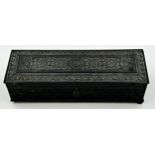 Late 19th century carved hardwood Vizagapatam box, 27.5cm long