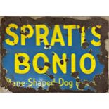 Advertising - 'Spratt's Bonio', enamel sign in yellow and blue, 51 x 76cm