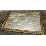Antique giltwood and gesso wall mirror, with rope twist frame and ribbon pediment, 140 x 85cm