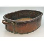 Early copper fish kettle or planter, 16cm high x 70cm long