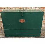 Hodgkin Bros of Birmingham engineers cabinet with green painted finish, the fall front enclosing