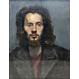 In the manner of Robert Lenkiewicz (1941-2002) - young self portrait, unsigned, oil on canvas, 50