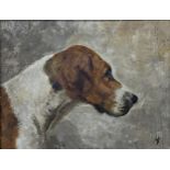 In the manner of John Emms (1844-1912) - bust portrait of a foxhound, indistinctly monogrammed,