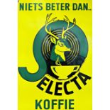 Advertising - 'Electa Koffie, Niets Beter Dan..' by Emallerie Belge, enamel sign in yellow and green