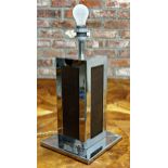 Unusual vintage chrome and wirework table lamp in the manner of Willy Rizzo, the square column on
