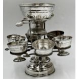 Vintage silver plate centrepiece for ice-cream with raised central bowl and six further smaller