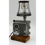 Meopta Admira 8F camera converted into a table lamp, 31cm high.