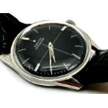 Vintage Zenith Automatic gents stainless steel dress watch, black dial with stainless baton markers,