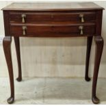 Early 20th century mahogany table canteen of cutlery two baize-lined drawers fitted with silver